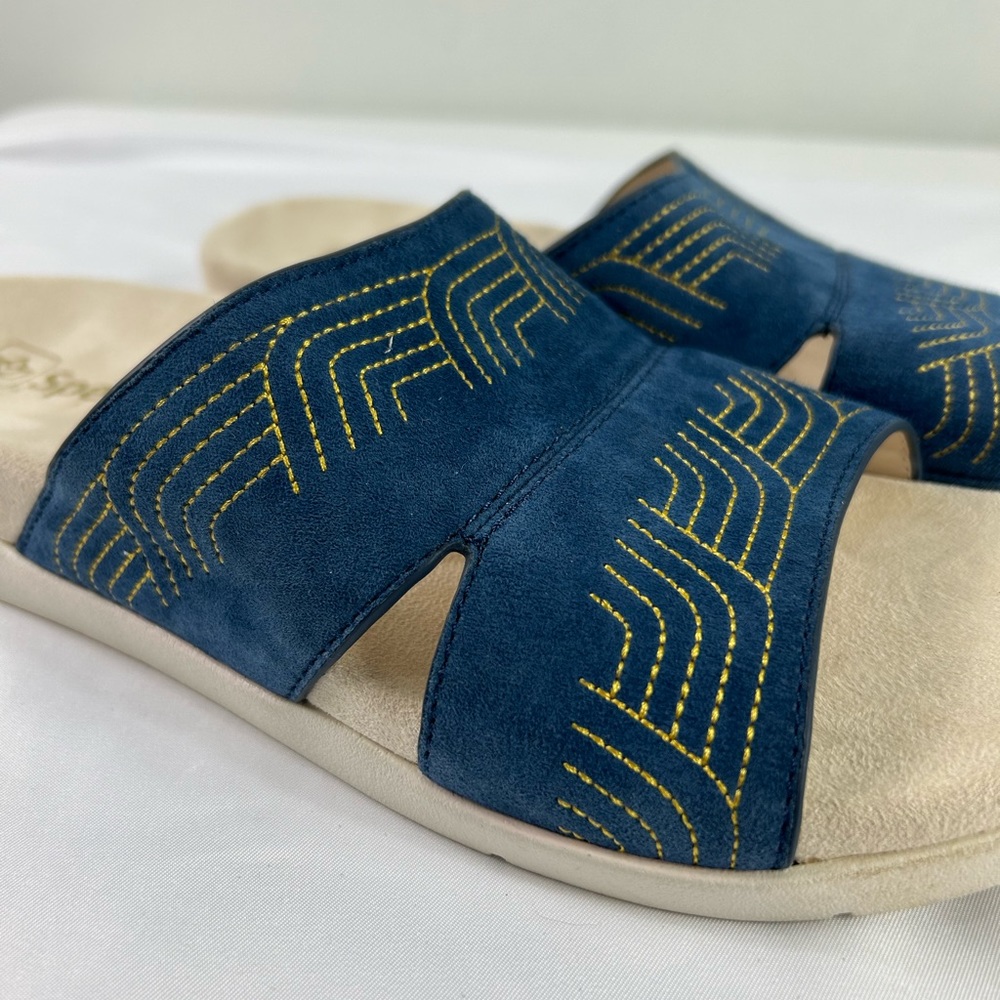 Spenco Twilight Ellie Women's Suede Leather Orthotic Slide Sandal Blue 9.5 EUC - Picture 12 of 14